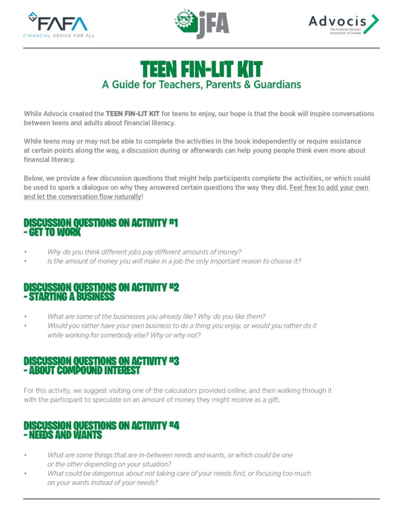 Junior Financial Advisor - Teen Kit (Discussion Guide)
